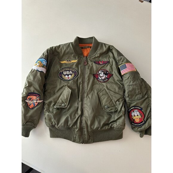 VTG Reversable DISNEYLAND Mickey Flying Ace Bomber Jacket Aviator Youth Medium